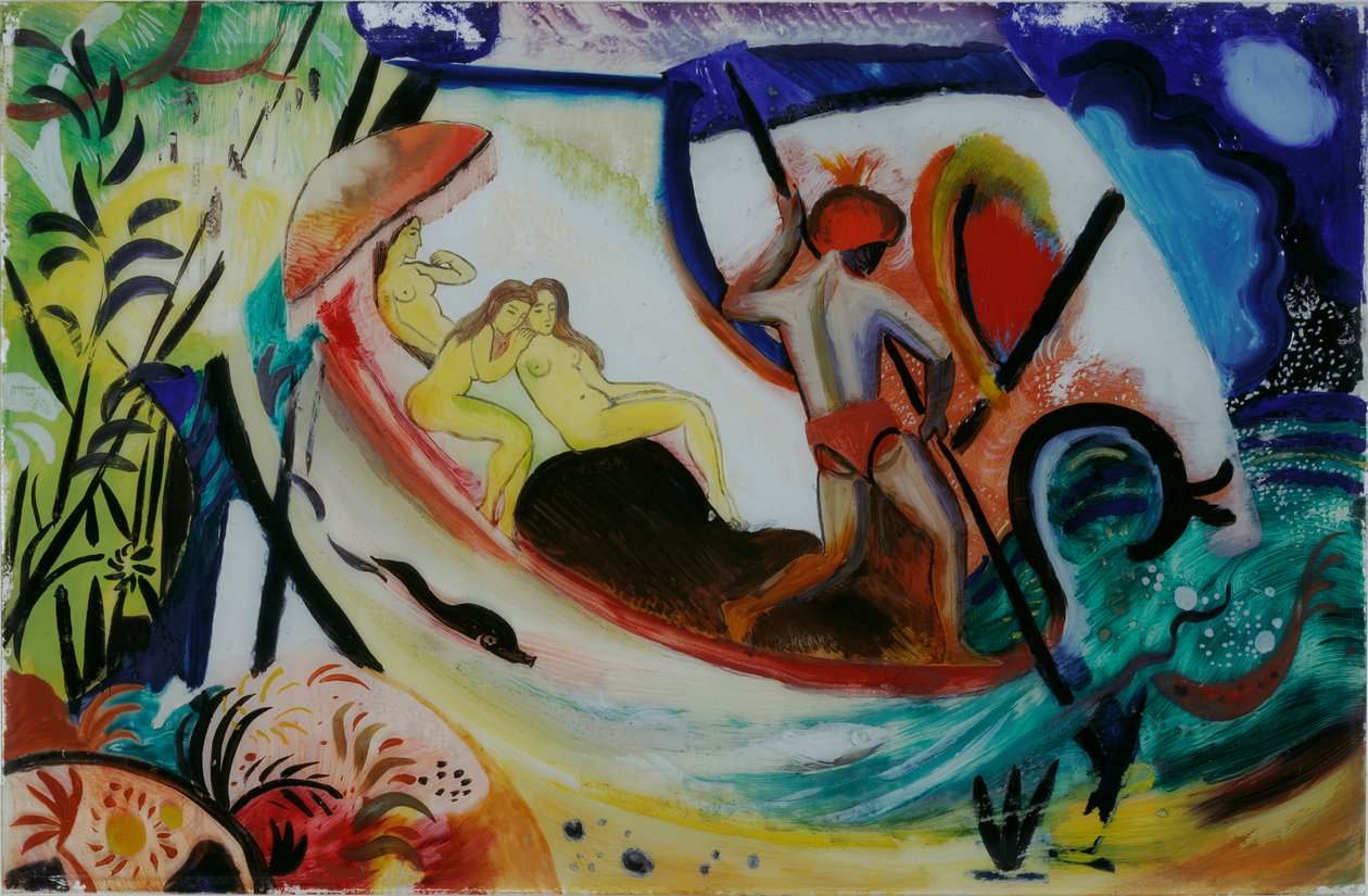 Kolme tyttöä proomussa tekijältä August Macke