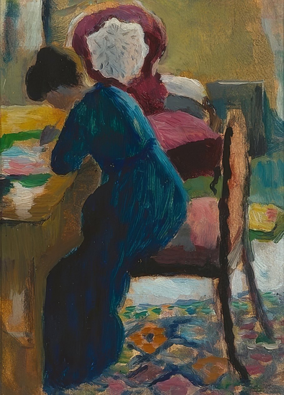 Elisabeth työpöytänsä ääressä. 1909/10 tekijältä August Macke