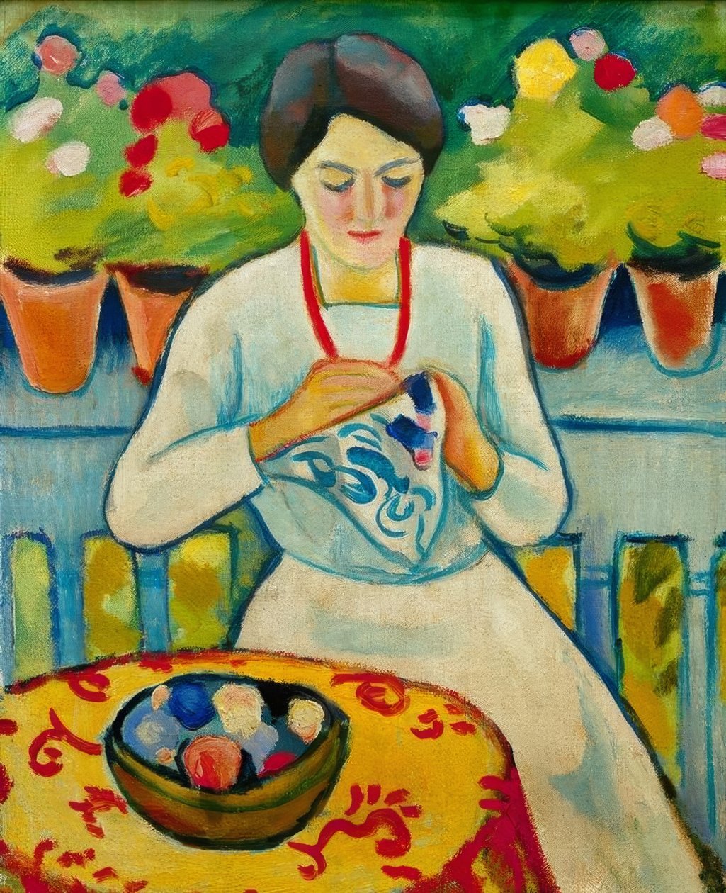 Nainen parvekkeella tekijältä August Macke