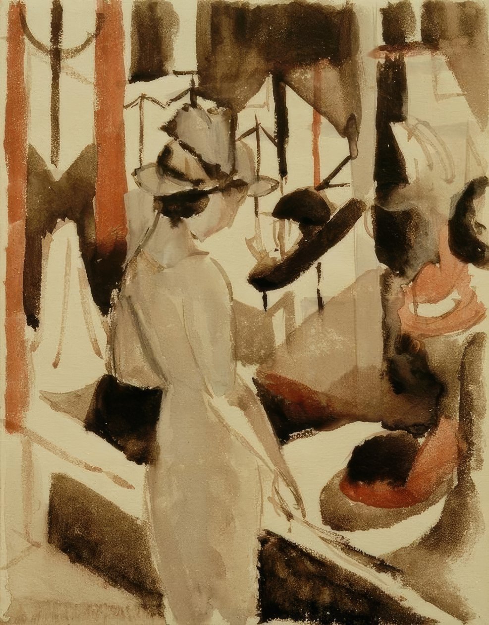 Frau vor Hutladen tekijältä August Macke