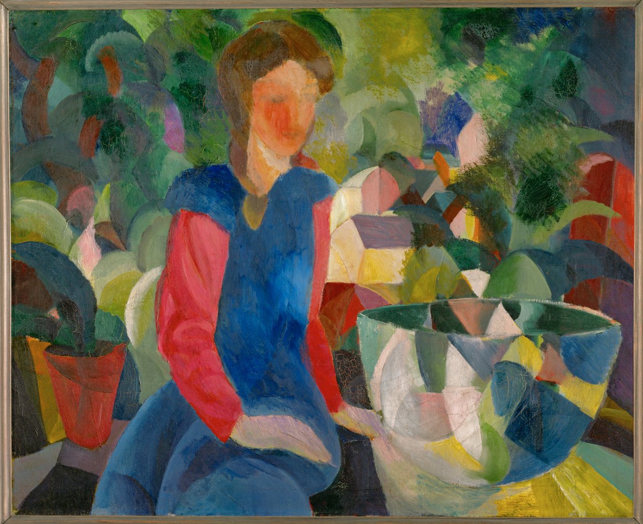 Tyttö kala-astian kanssa tekijältä August Macke