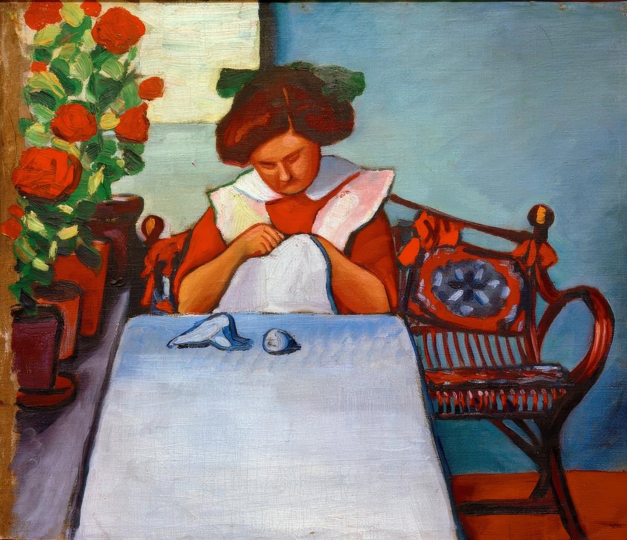 Grete Thuar pöydässä tekijältä August Macke