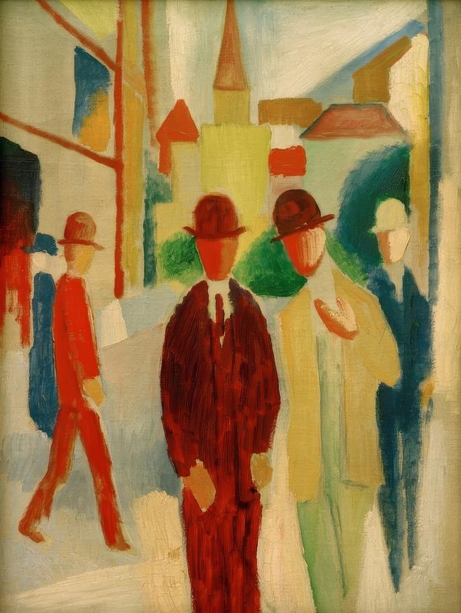 Helle Straße mit Leuten tekijältä August Macke