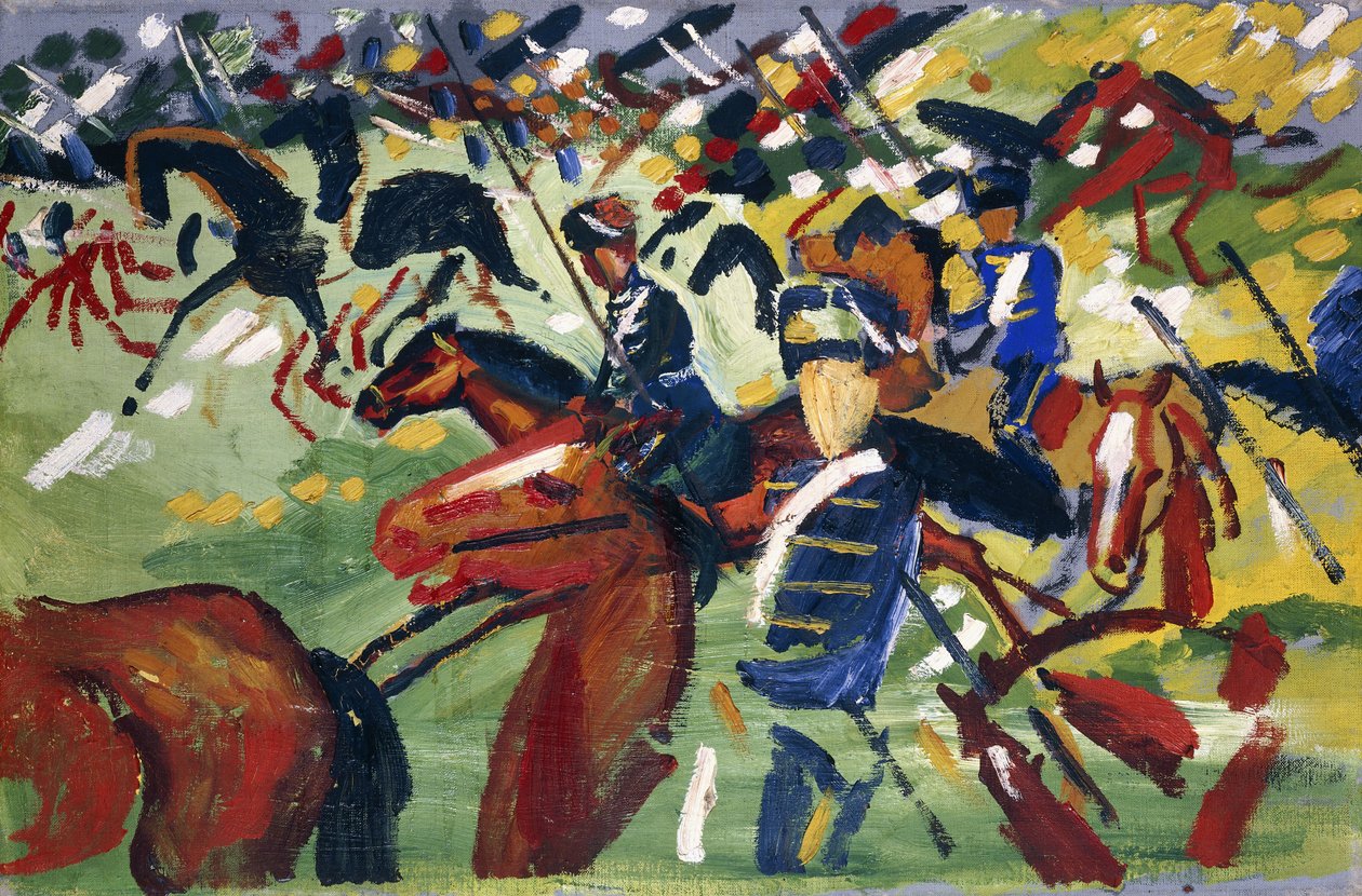 Hussarit lähtevät liikkeelle, 1913 tekijältä August Macke