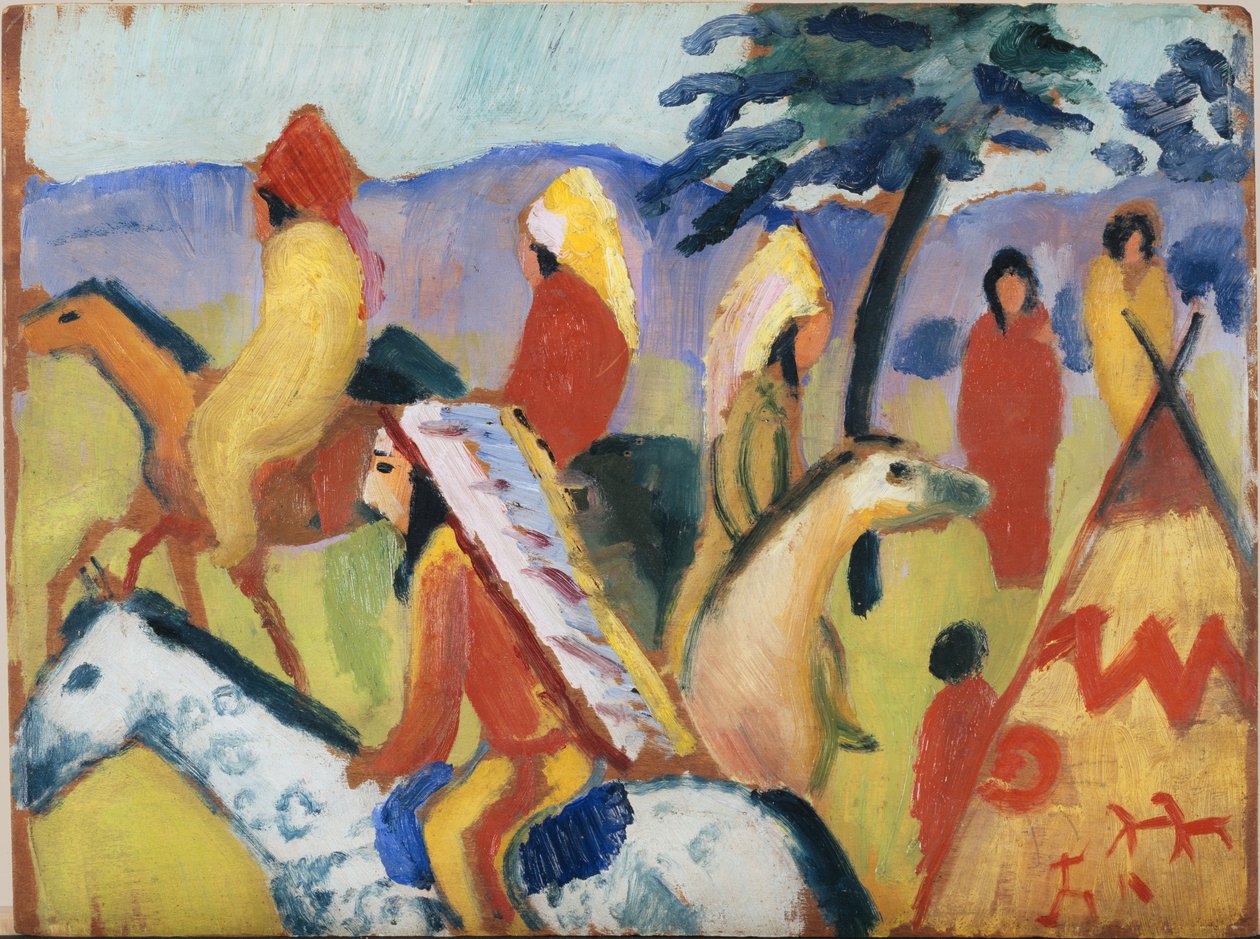 Intiaanit hevosen selässä tekijältä August Macke