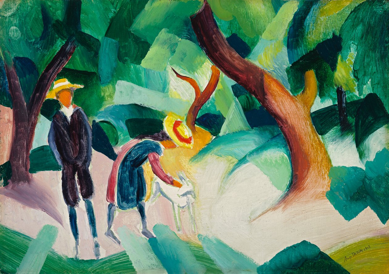 lapset vuohen kanssa tekijältä August Macke