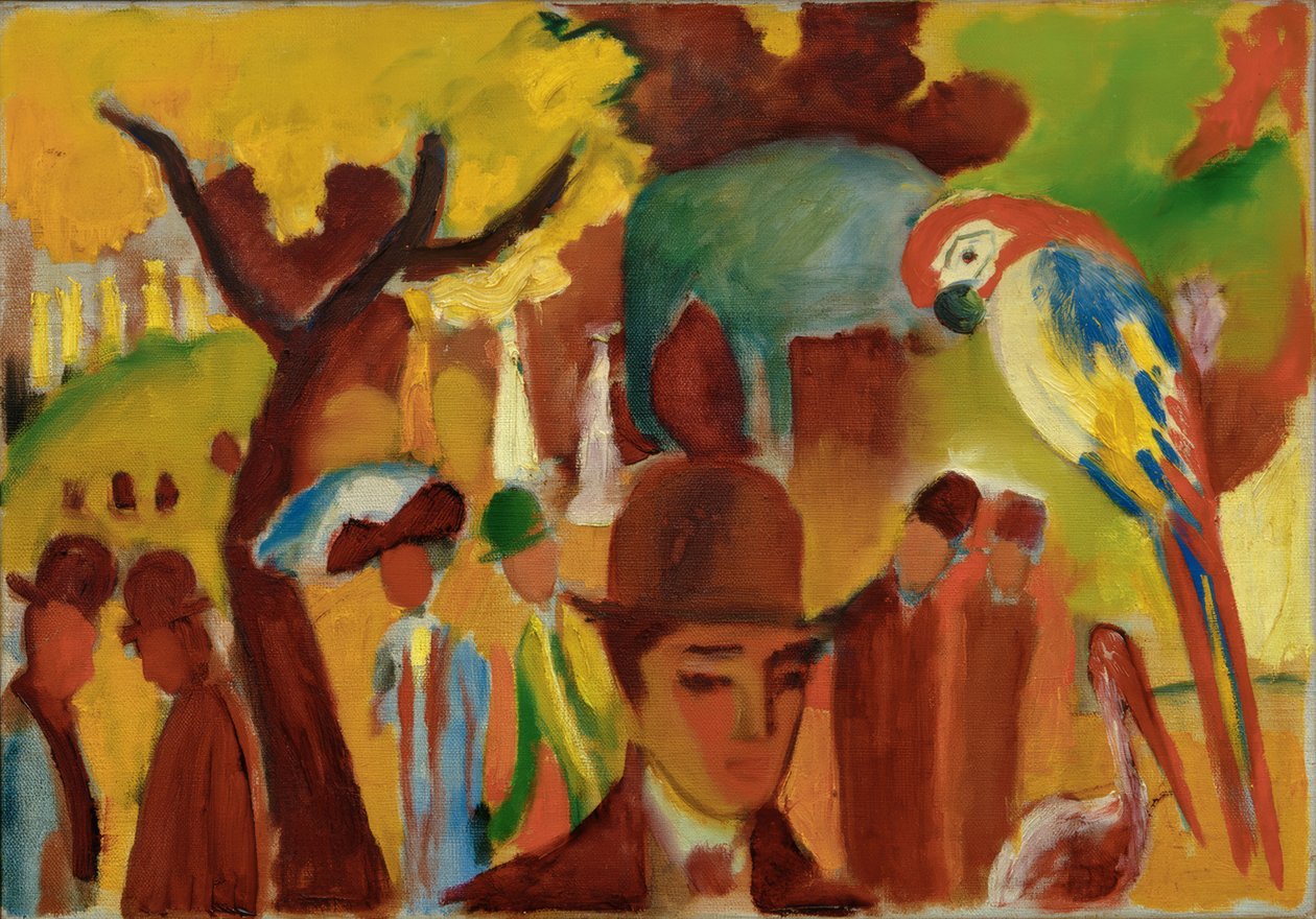 Kleiner Zoologischer Garten Braun und Gelbissä tekijältä August Macke