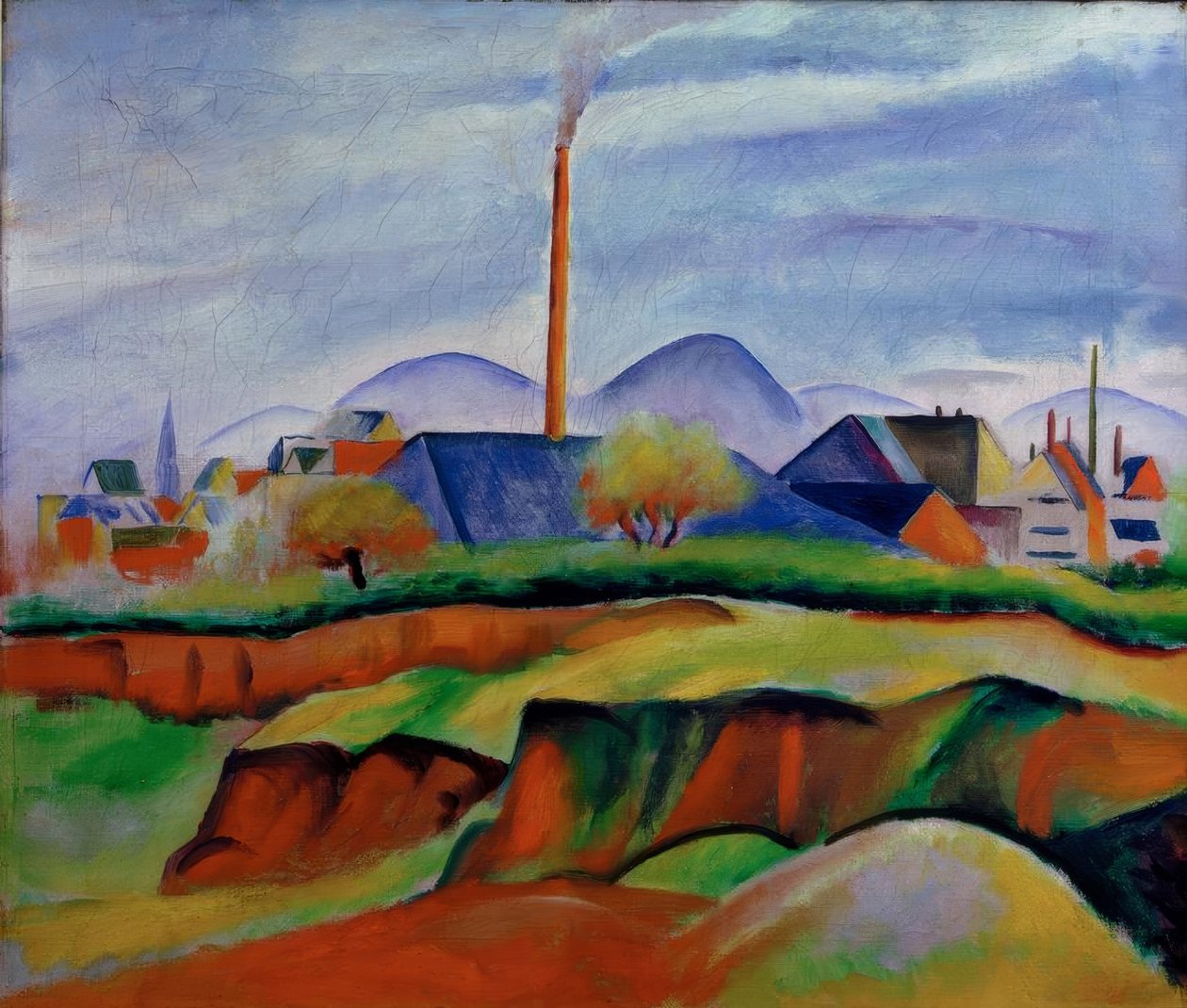 Landschaft mit Fabrik tekijältä August Macke