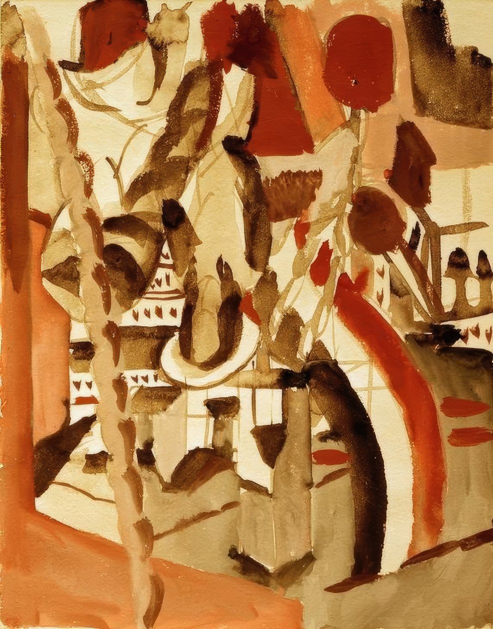 Mädchen vor einer Stadt tekijältä August Macke
