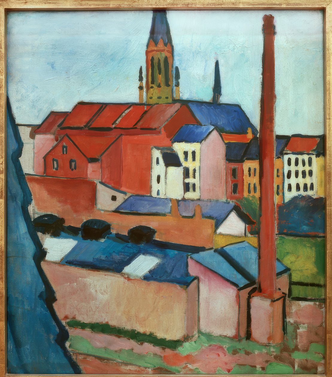 Marienkirche taloineen ja savupiippuineen tekijältä August Macke