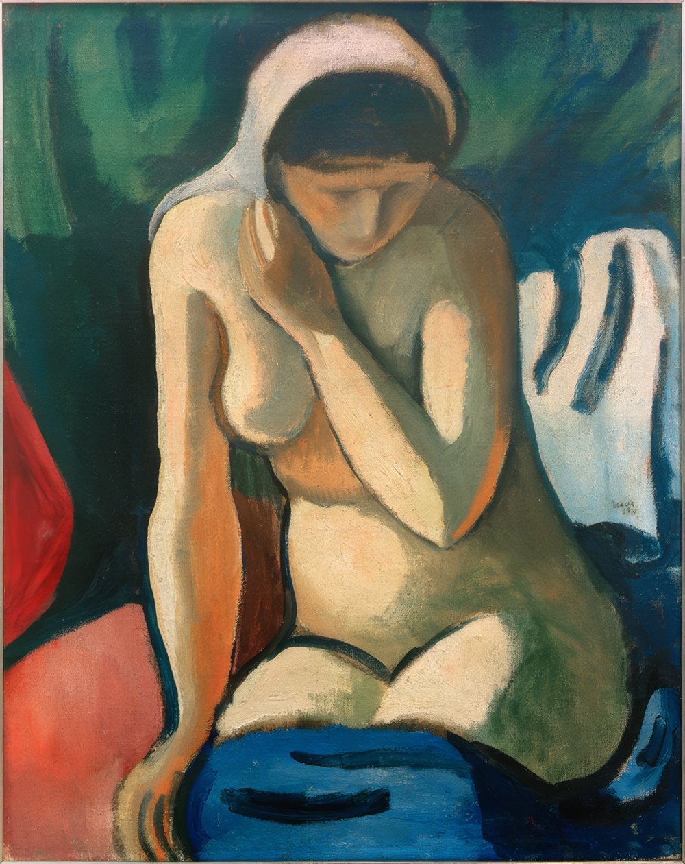 Alaston tyttö huivin kanssa tekijältä August Macke