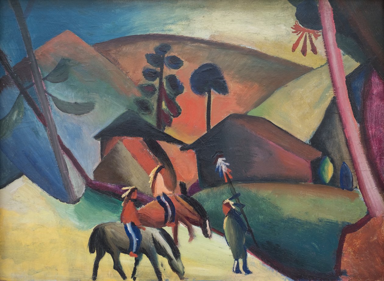 Amerikan alkuperäisasukkaat hevosilla tekijältä August Macke