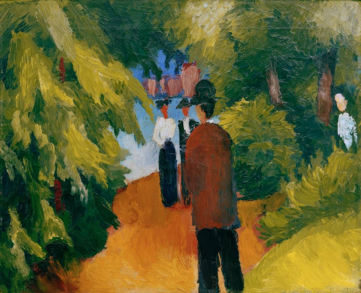Puisto veden äärellä (Mies puistossa) tekijältä August Macke