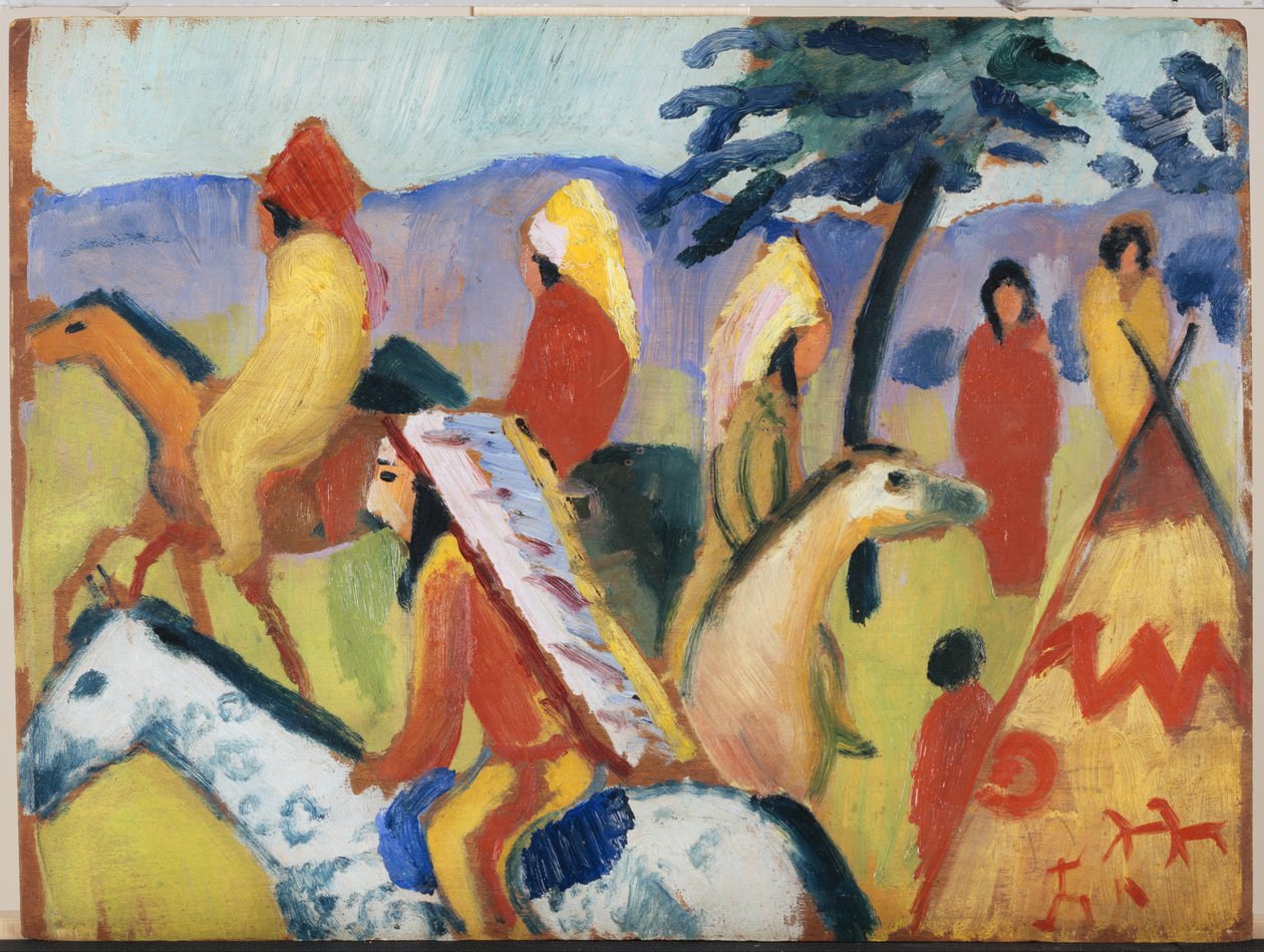 Reitende intialainen beim Zelt tekijältä August Macke