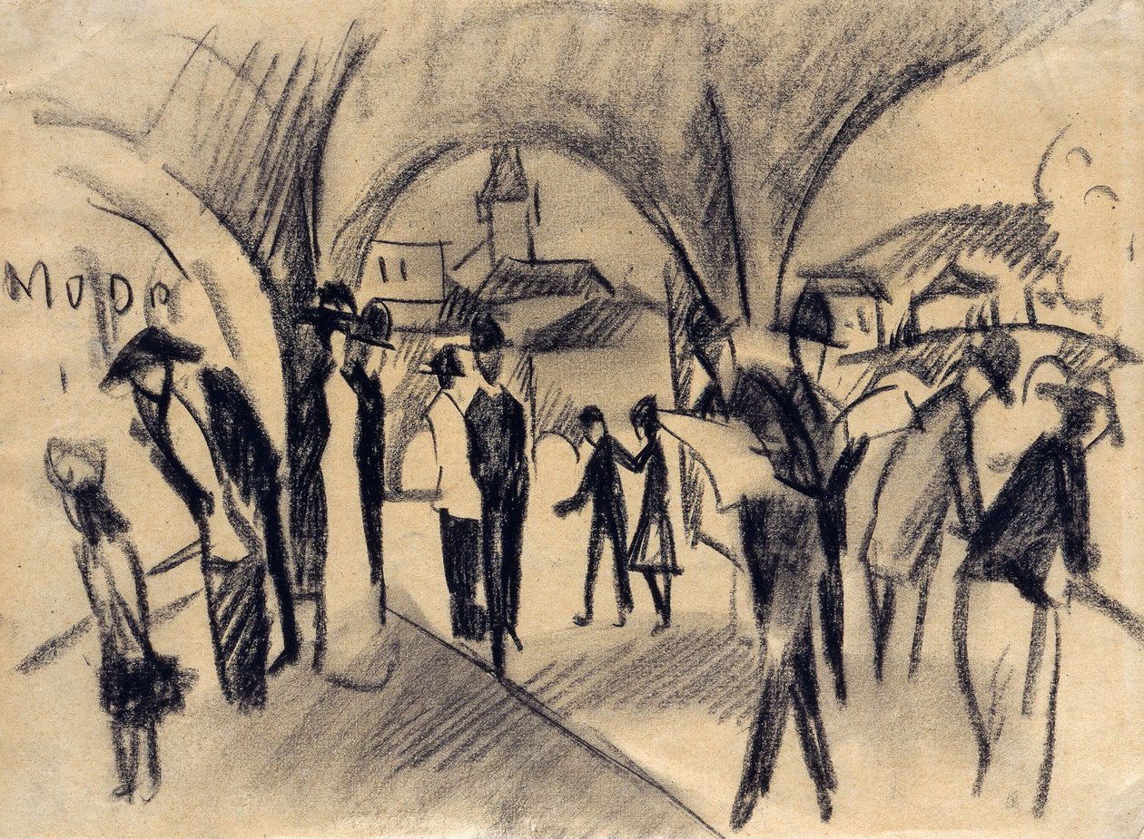 Scene Under the Arcades Thunissa, 1913 tekijältä August Macke