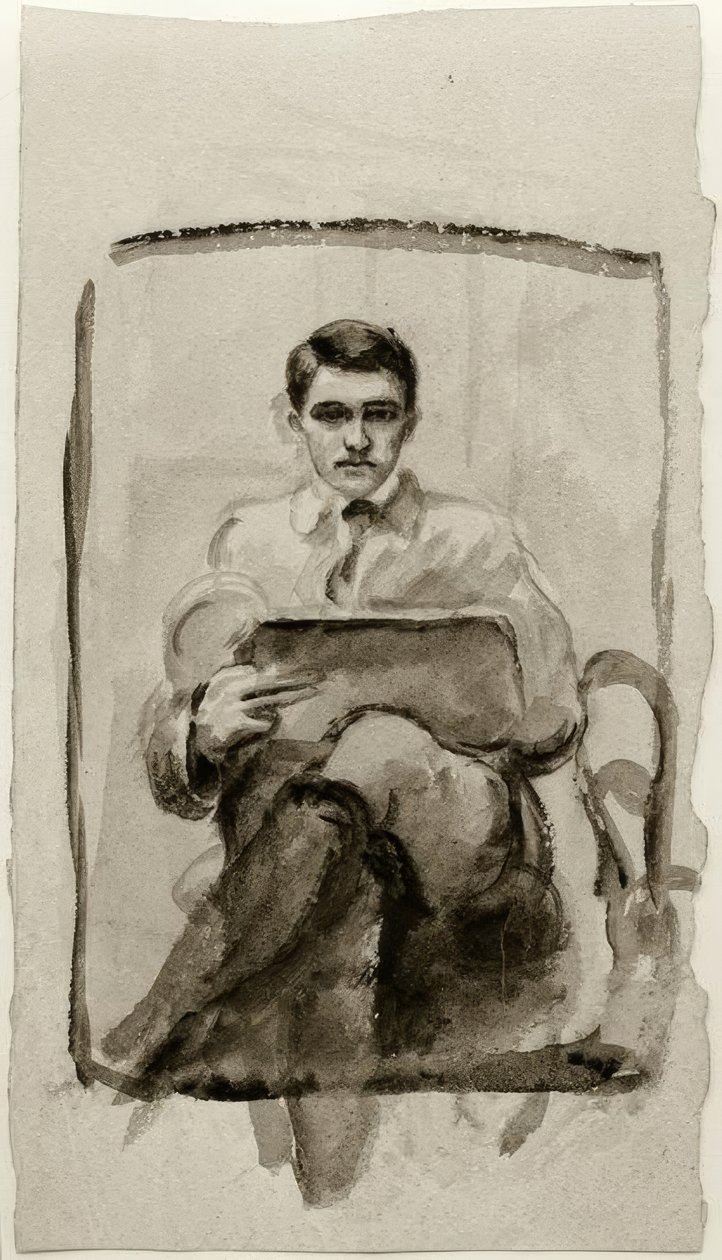 Selbstbildnis, zeichnend tekijältä August Macke
