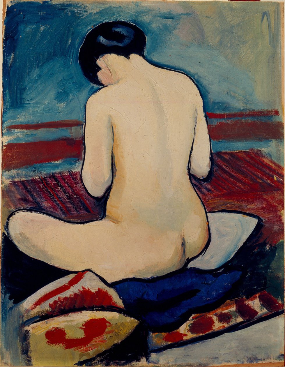 Istuu alasti tyynyn kanssa tekijältä August Macke