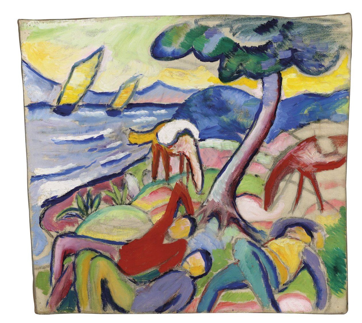 Sleeping Riders, 1910 tekijältä August Macke