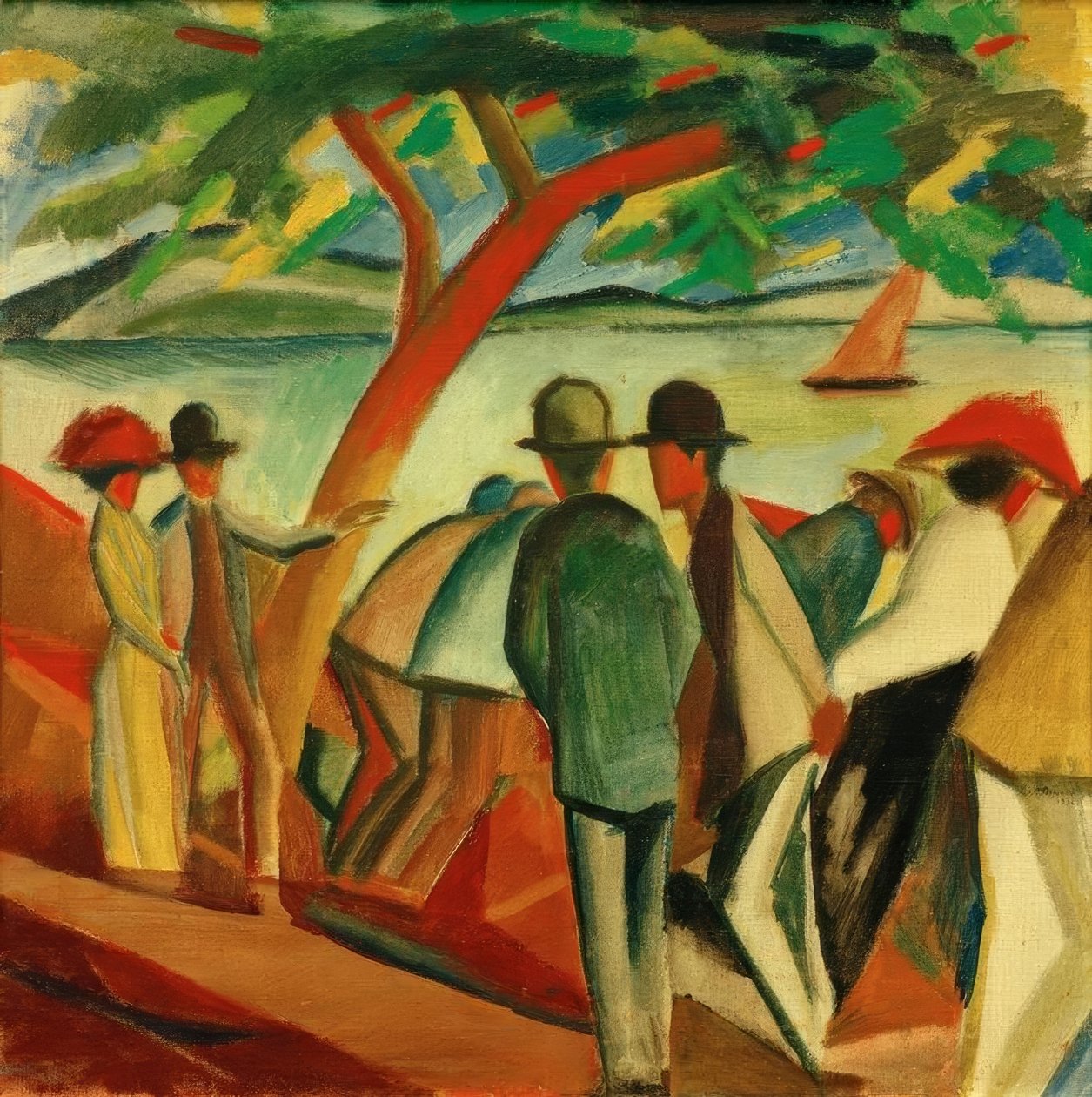 Spaziergänger am See tekijältä August Macke