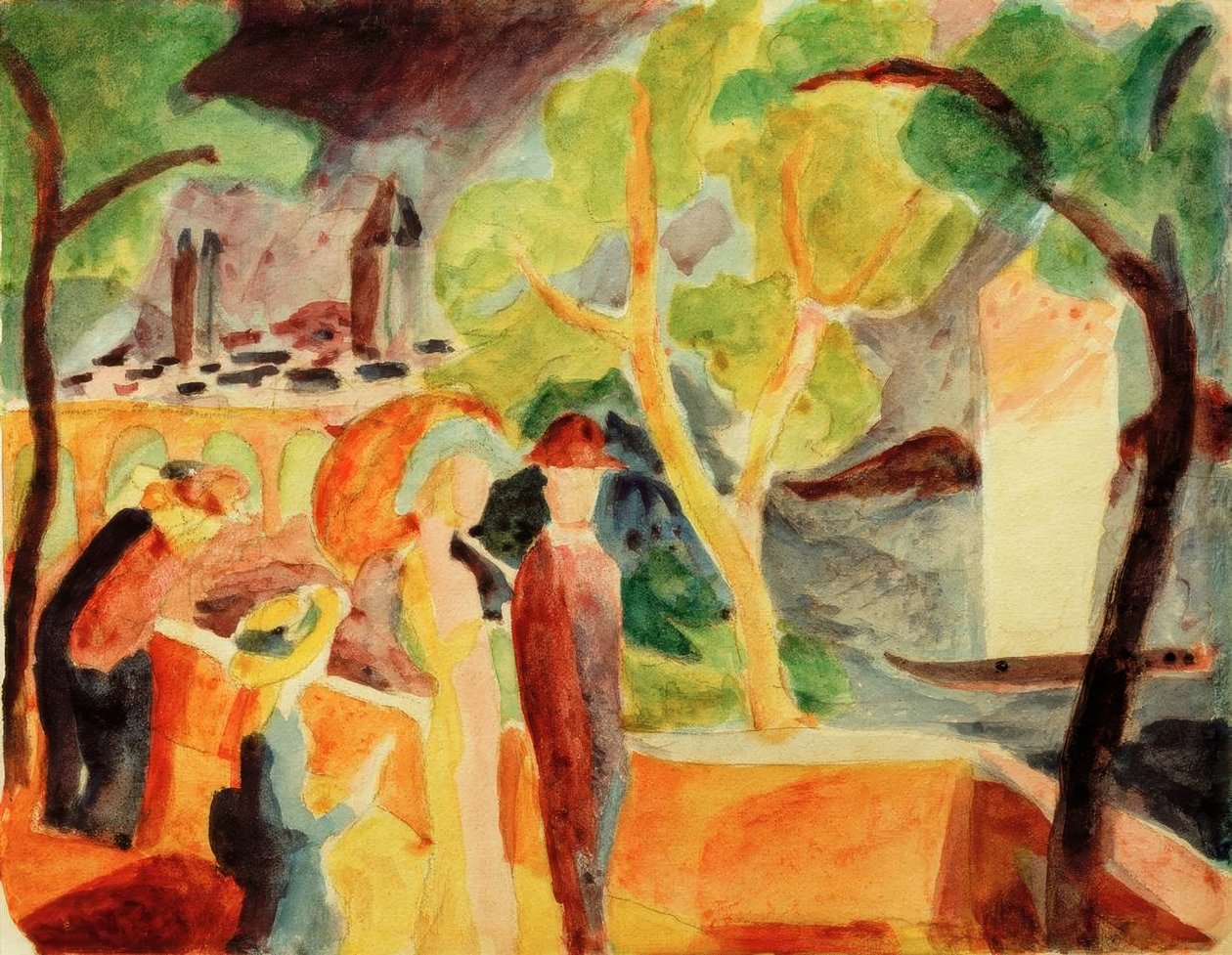 Kävelijöitä järvellä tekijältä August Macke