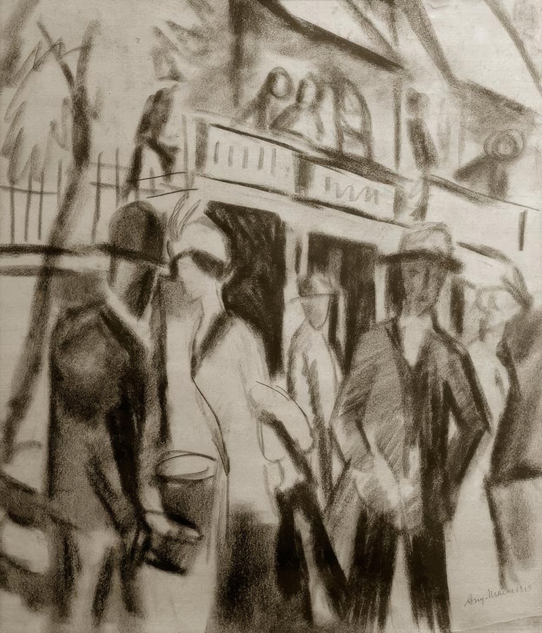 Spaziergänger auf der Straße tekijältä August Macke