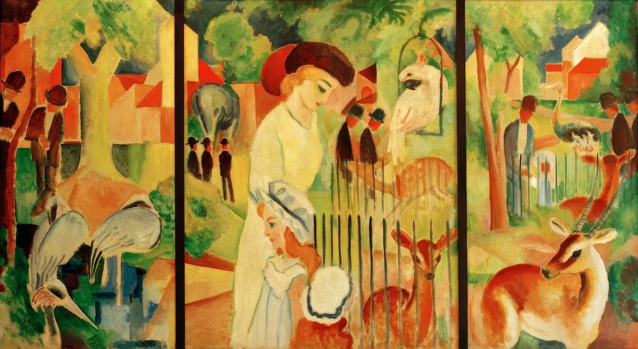 Triptyykki: Suuri eläintieteellinen puutarha tekijältä August Macke