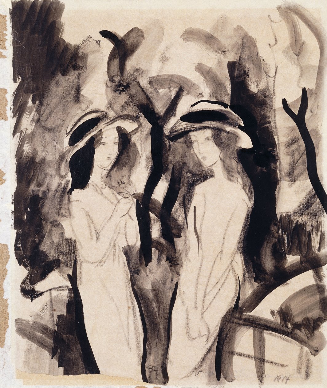Kaksi tyttöä; Kaksi tyttöä, 1914 tekijältä August Macke