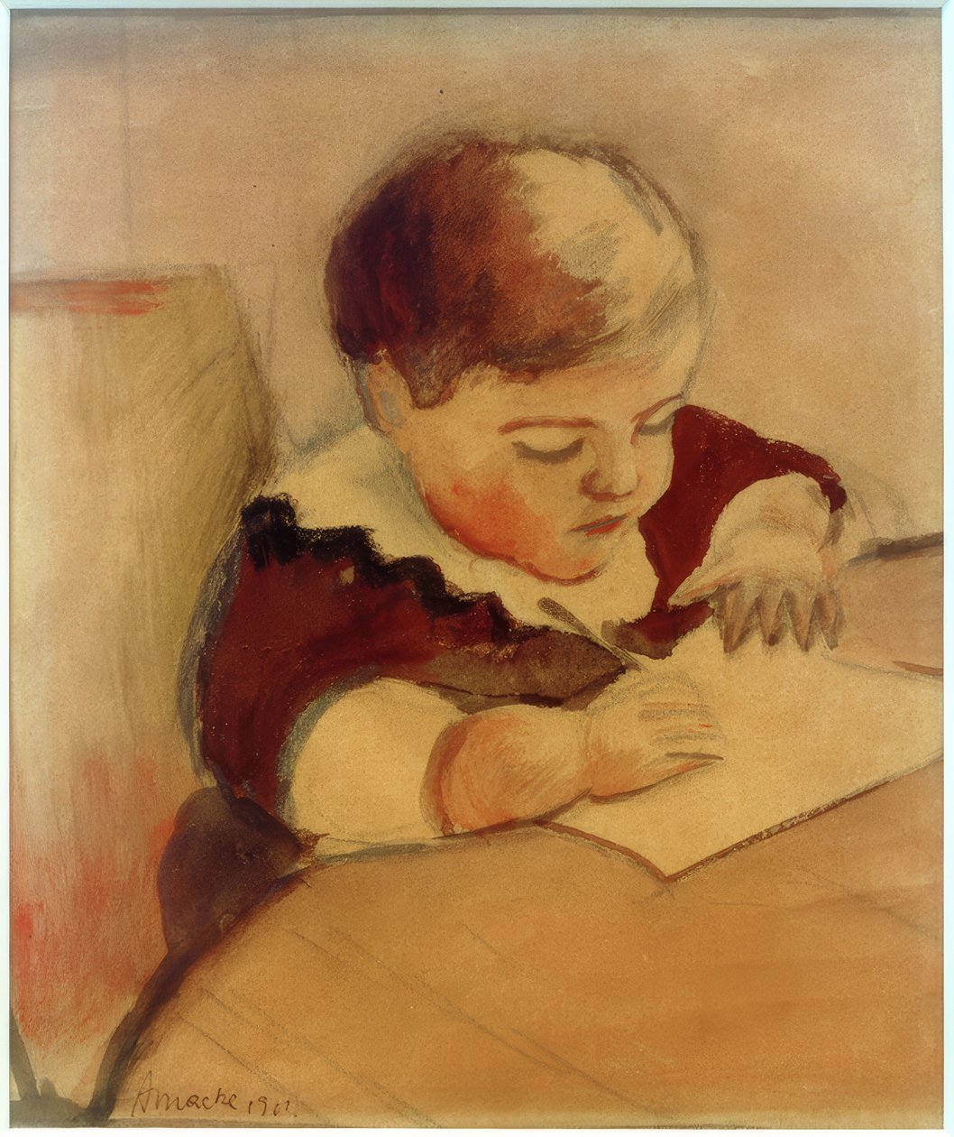 Walter, maalaamassa pöydän ääressä tekijältä August Macke