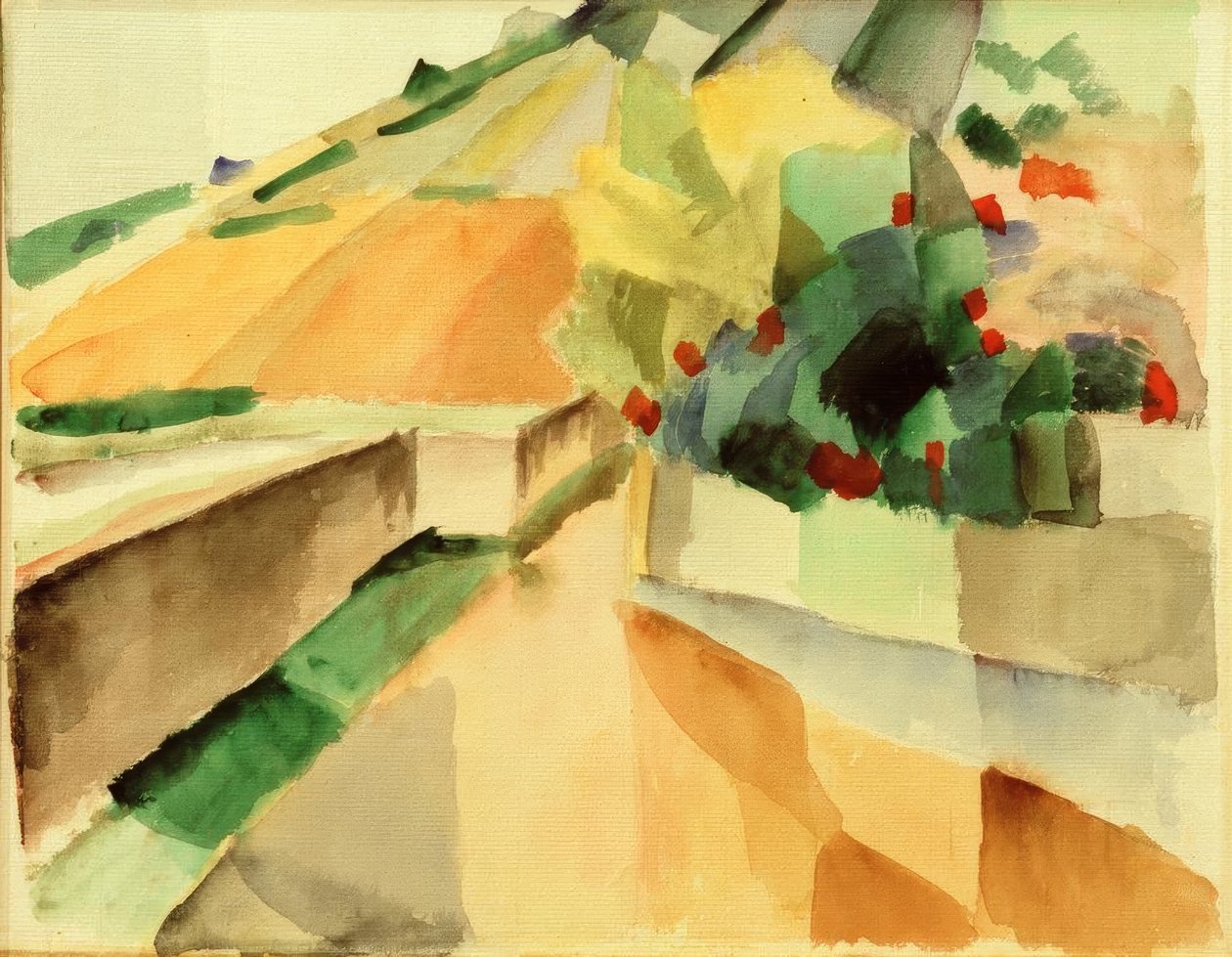 Viinitarhat Murten-järvellä tekijältä August Macke