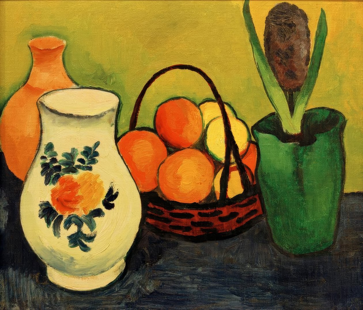Weißer Krug mit blauen Früchten tekijältä August Macke