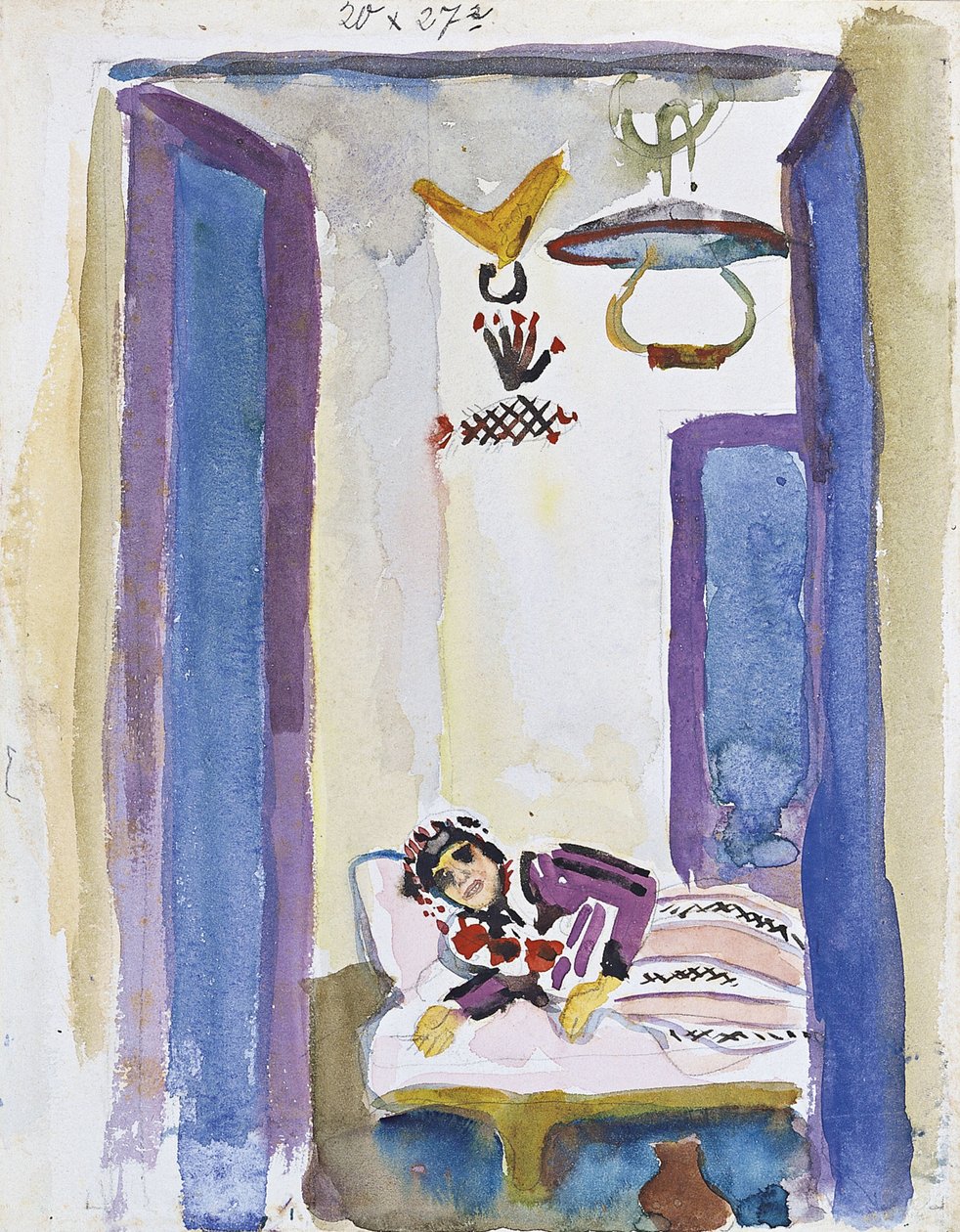 Nainen sohvalla, 1914 tekijältä August Macke