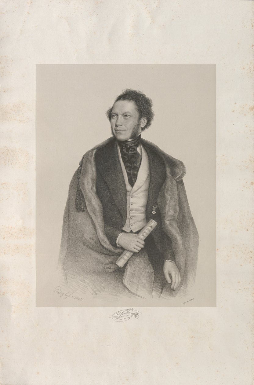 Muotokuva säveltäjästä ja kapellimestari Gottfried von Preyerista 1807-1901, 1845. tekijältä August Prinzhofer