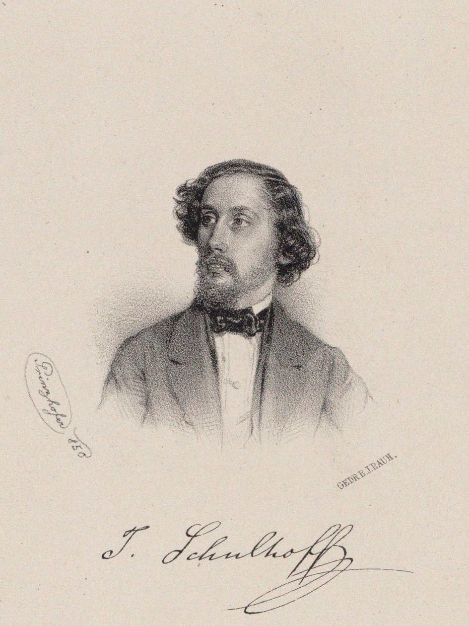 Pianisti ja säveltäjä Julius Schulhoffin muotokuva 1825-1898, 1850. tekijältä August Prinzhofer