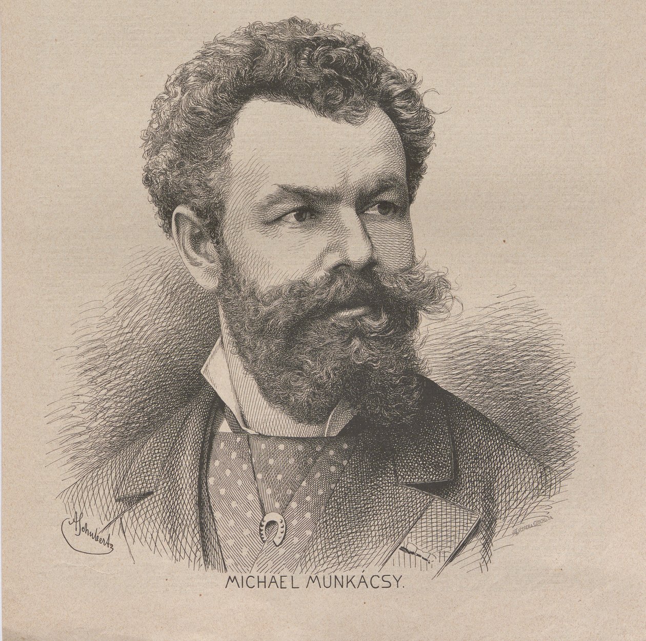 Taiteilija Mihály von Munkácsyn muotokuva 1844-1900, 1880. tekijältä August Schubert