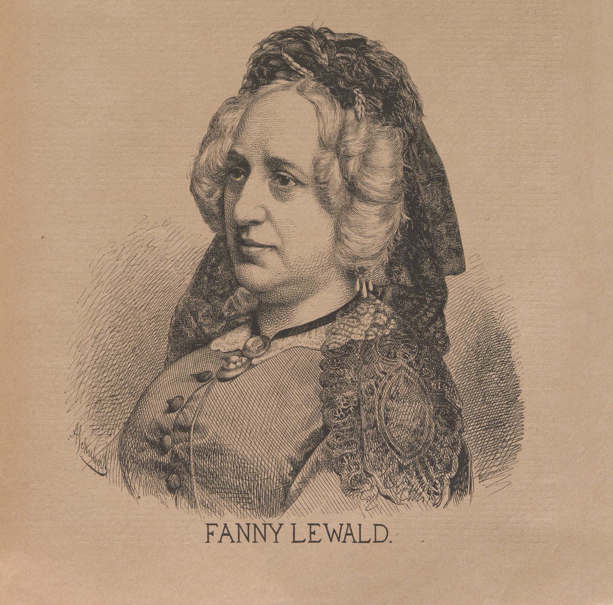 Kirjailija Fanny Lewald 1811-1889, 1879. tekijältä August Schubert