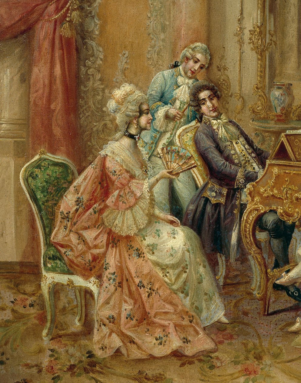 Pianolla, Stephan Sedlacek (1868-1936), öljy kankaalle, Yksityiskohta tekijältä August Stephan Sedlacek