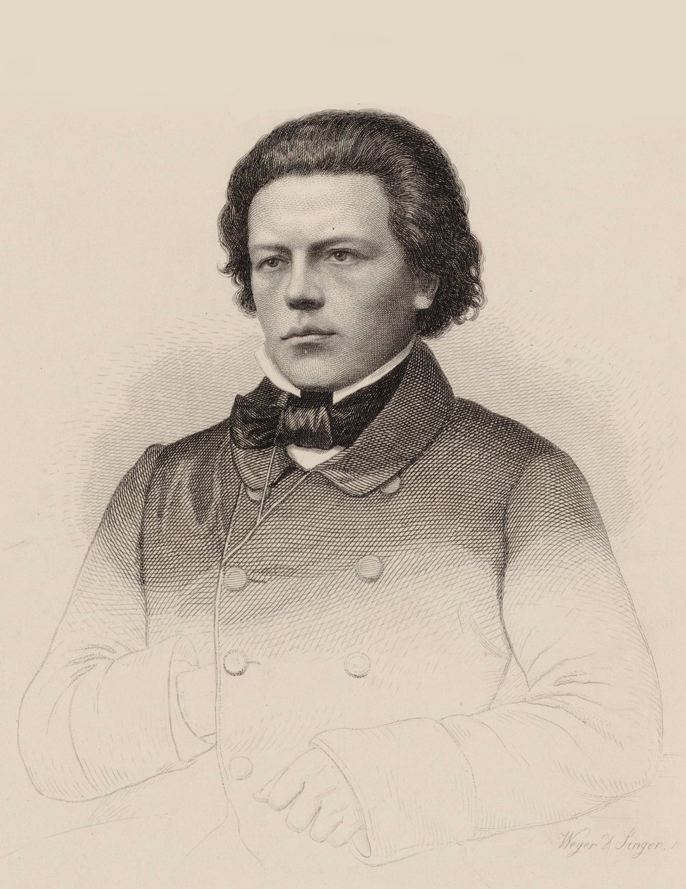 Muotokuva säveltäjä Anton Rubinsteinista 1829-1894, 1850. tekijältä August Weger