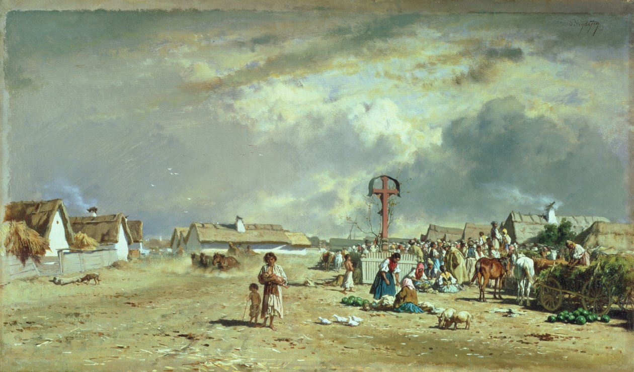 Markkinat Szolnokissa, Unkarissa tekijältä August Xaver Karl von Pettenkofen