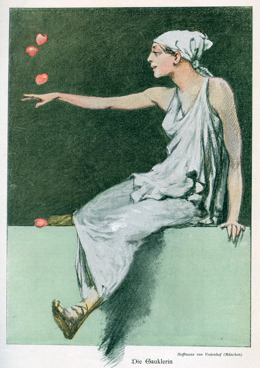 "Jonglööri" "The Comedienne", 1898 tekijältä August von Vestenhof Hoffmann