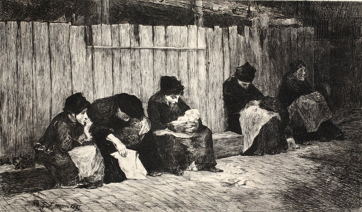 Kuvitus "La Rue a Londres", pub. G. Charpentier et Cie, 1884 tekijältä Auguste Andre Lancon