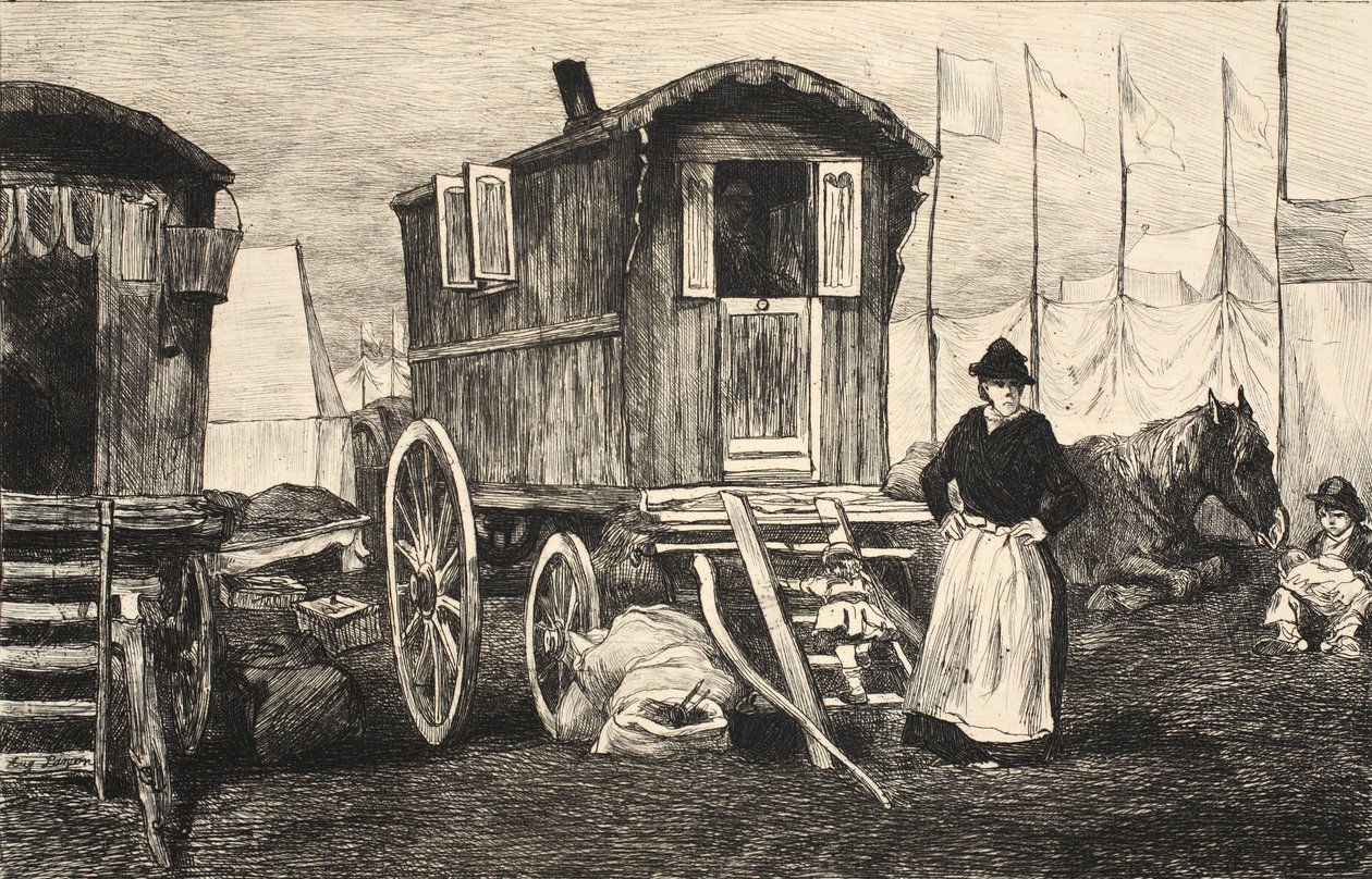 Kuvitus "La Rue a Londres", pub. G. Charpentier et Cie, 1884 tekijältä Auguste Andre Lancon