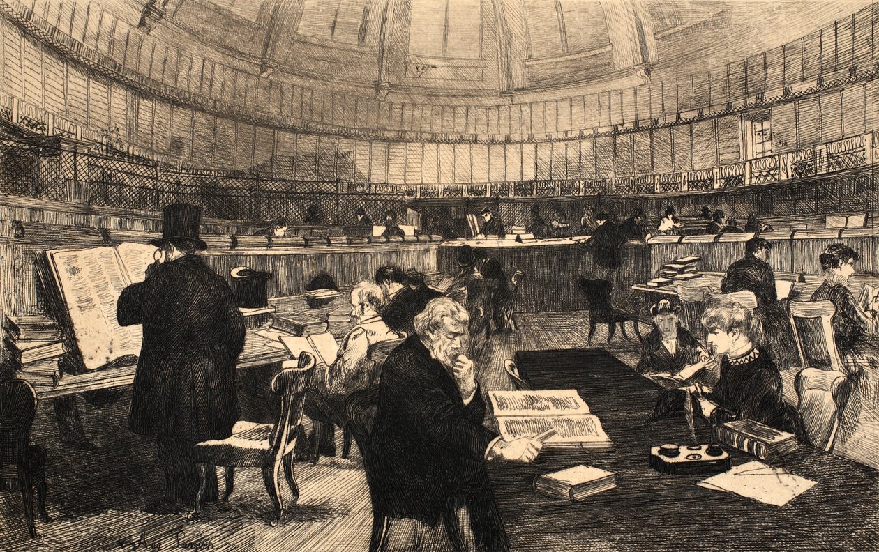 Le British Museum, kuvitus "La Rue a Londres" -pubista. G. Charpentier et Cie, 1884 tekijältä Auguste Andre Lancon