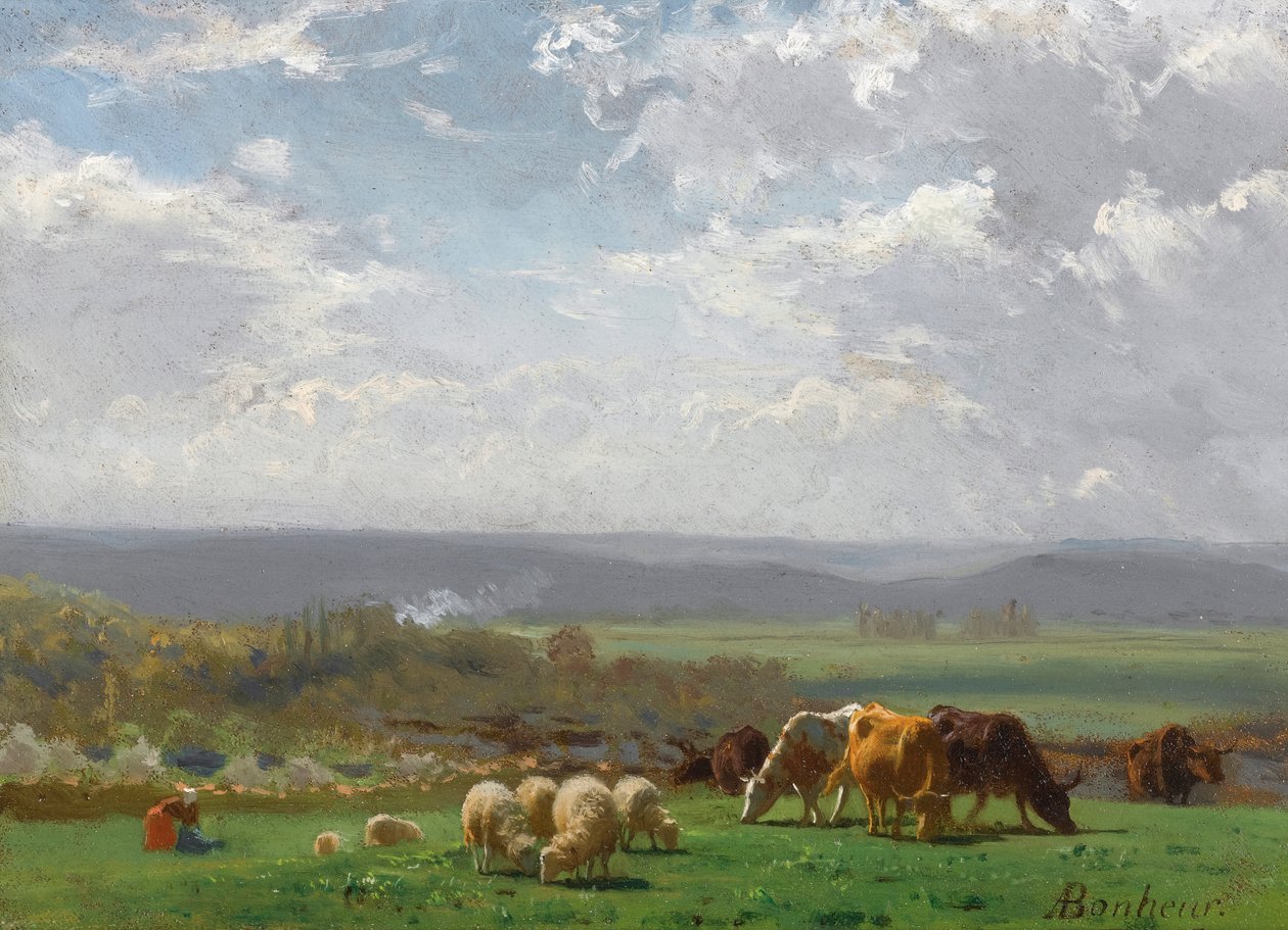 Laiduntaminen Auvergnen alueella tekijältä Auguste Francois Bonheur