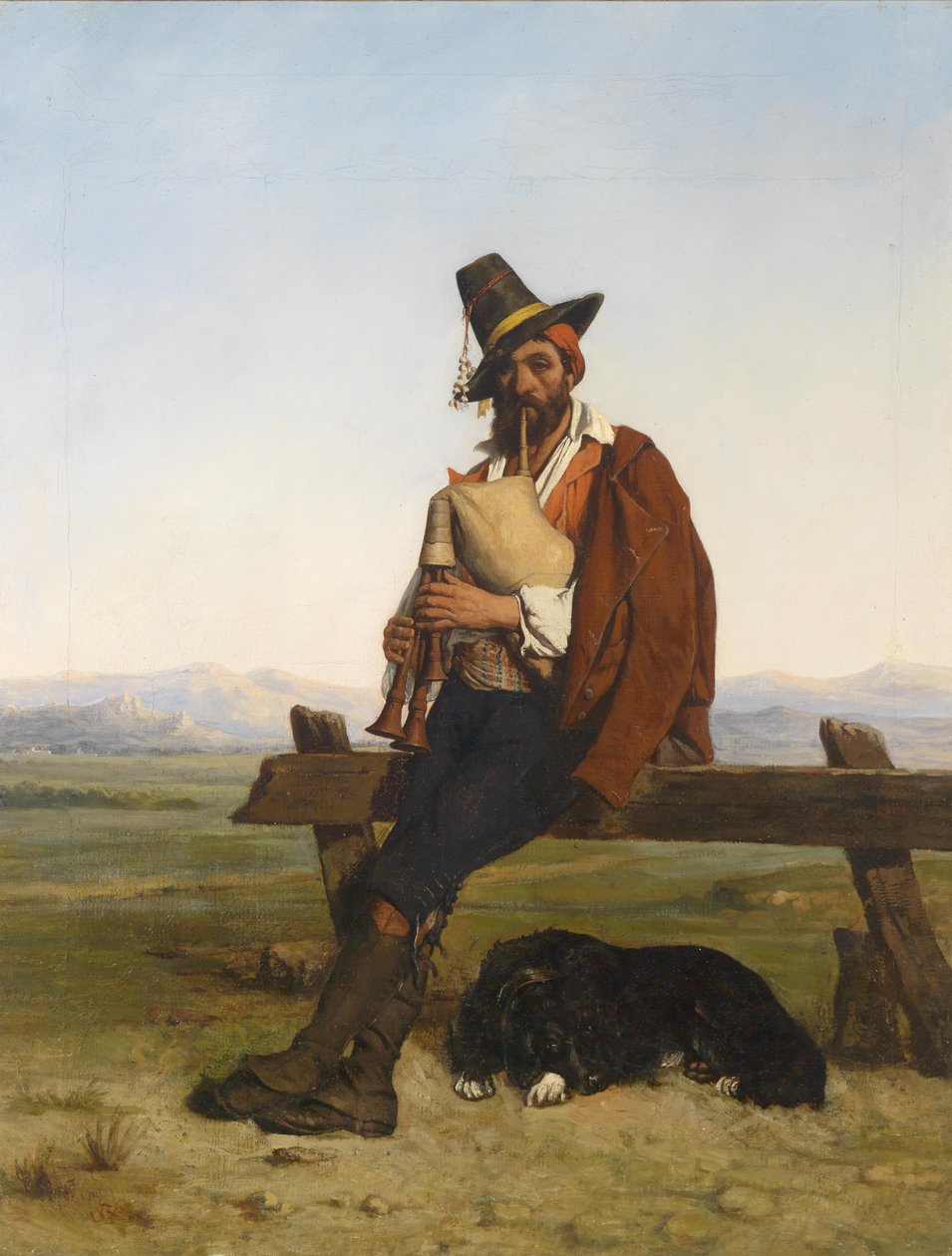 Italienische Landschaft mit einem musizierenden Hirten tekijältä Auguste Charpentier