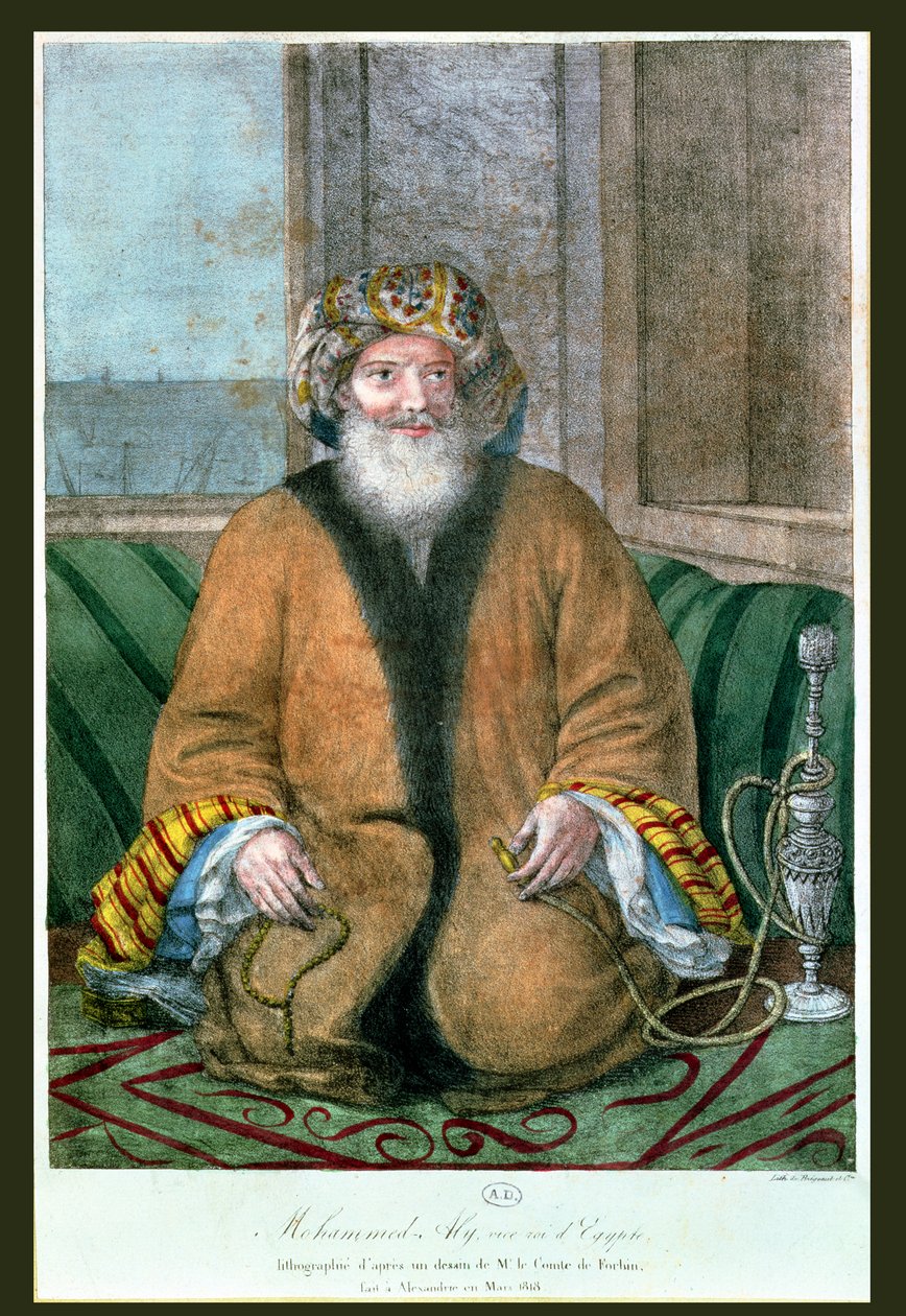 Mehemet Ali (1769-1849) Egyptin varakuningas, kaiverrus Bregesut, 1818 tekijältä Auguste Forbin