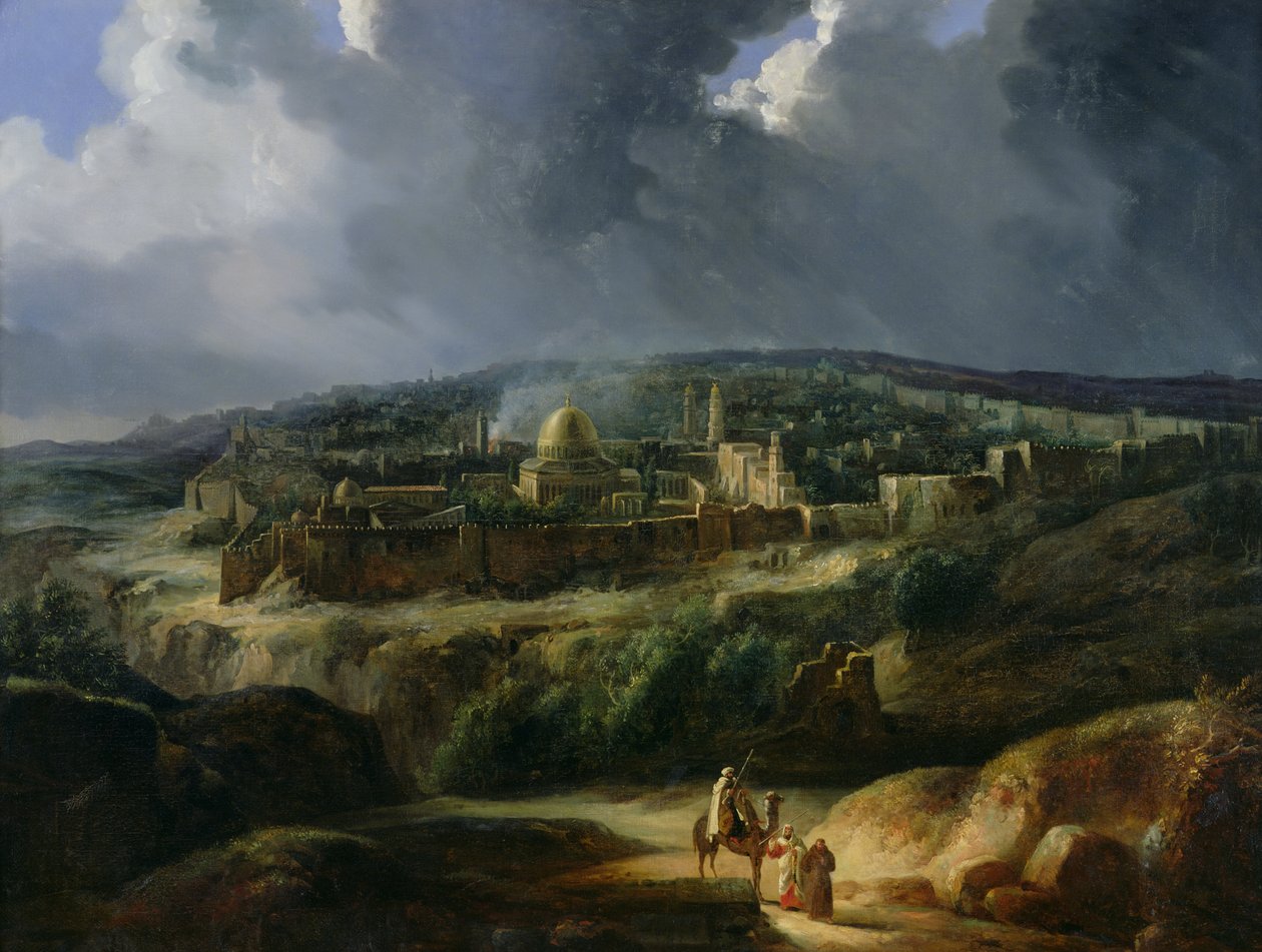 Näkymä Jerusalemiin Josafatin laaksosta, 1825 tekijältä Auguste Forbin