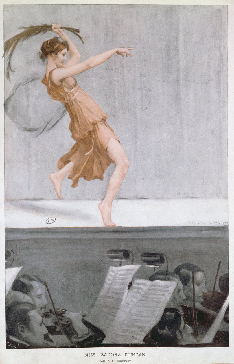Isadora Duncanin (1877-1927) muotokuva n. 1913 tekijältä Auguste Francois Gorguet