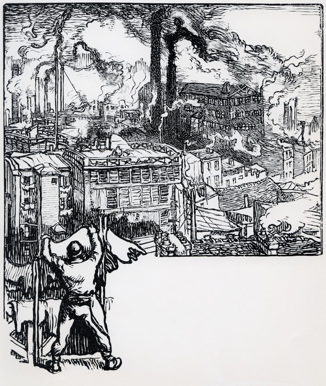 The Gobelins Quarter, teoksesta "La Bievre, Les Gobelins, Saint-Severin", kirjoittanut J.K. Huysmans, Pariisi, 1901 tekijältä Auguste Louis Lepère