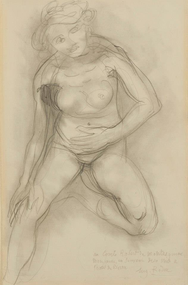 Mujer desnuda sentada de frente, con una pierna recogidan tekijältä Auguste Rodin