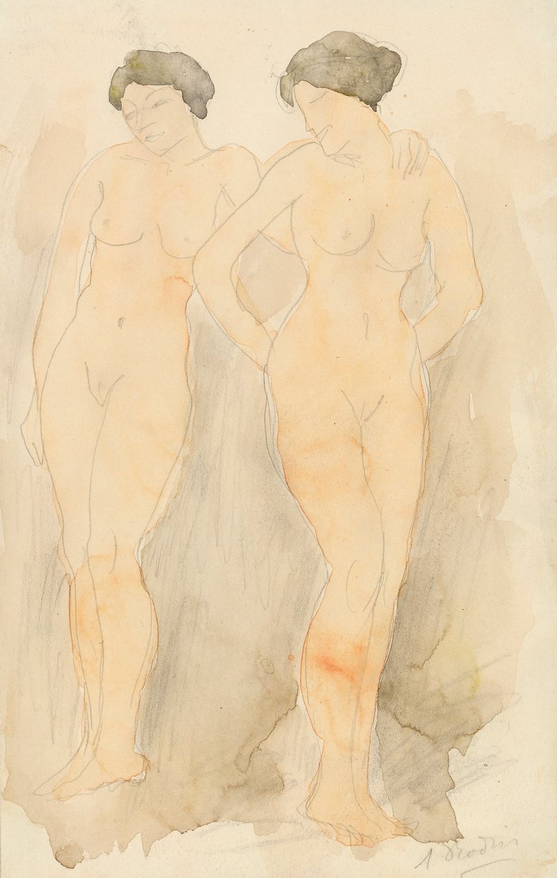 "Deux Figures debout" (grafiitti wc:llä paperilla) tekijältä Auguste Rodin